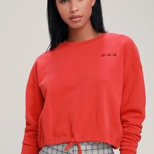 Amuse Society El Campo Red Cropped Pullover Sweater Sz S